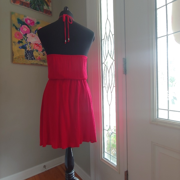Blue Rain Red Lace Mini Halter Dress Size M - Picture 3 of 10